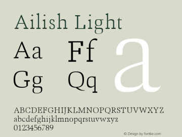 Ailish Light Version 1.0 Font Sample