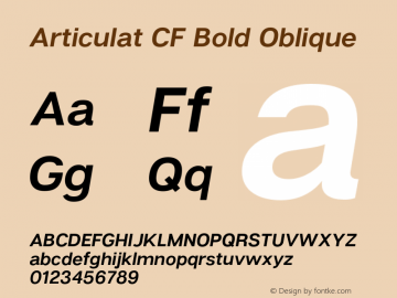 Articulat CF Bold Italic Version 1.400;PS 001.400;hotconv 1.0.88;makeotf.lib2.5.64775图片样张