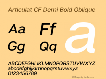 Articulat CF Demi Bold Italic Version 1.400;PS 001.400;hotconv 1.0.88;makeotf.lib2.5.64775图片样张