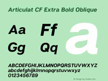 Articulat CF Extra Bold Italic Version 1.400;PS 001.400;hotconv 1.0.88;makeotf.lib2.5.64775图片样张