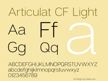 ArticulatCF-Light Version 1.400;PS 001.400;hotconv 1.0.88;makeotf.lib2.5.64775图片样张