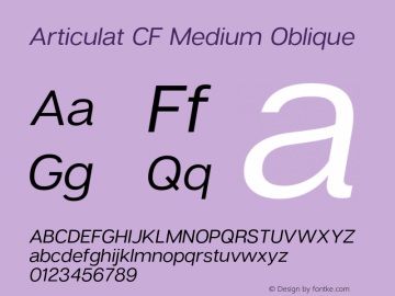 Articulat CF Medium Italic Version 1.400;PS 001.400;hotconv 1.0.88;makeotf.lib2.5.64775图片样张
