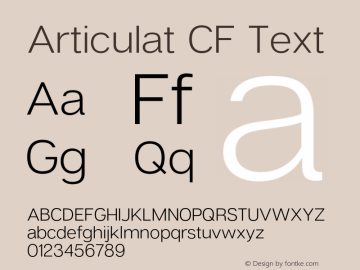 ArticulatCF-Text Version 1.400;PS 001.400;hotconv 1.0.88;makeotf.lib2.5.64775图片样张