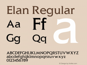 Elan Regular Altsys Fontographer 3.5  11/25/92 Font Sample