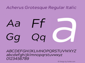 Acherus Grotesque Regular Italic Version 1.000 Font Sample