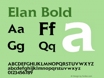 Elan Bold Version 1.00 Font Sample