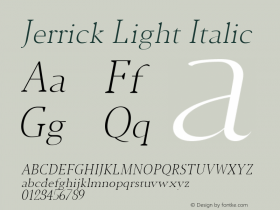 Jerrick Light Italic Version 1.0 Font Sample