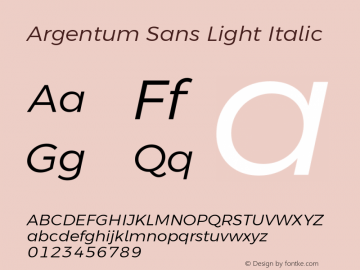 Argentum Sans Light Italic Version 5.001; ttfautohint (v1.5.65-e2d9) Font Sample