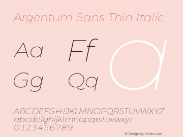 Argentum Sans Thin Italic Version 1.000; ttfautohint (v1.5.65-e2d9)图片样张