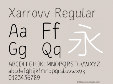 Xarrovv Version 1.004;PS 001.004;hotconv 1.0.88;makeotf.lib2.5.64775 Font Sample