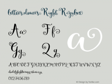 lettres douces Right Version 1.0 Font Sample