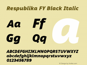 Respublika FY Black Italic Version 1.002 Font Sample