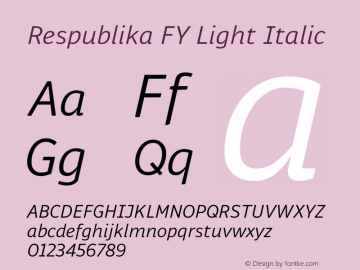 Respublika FY Light Italic Version 1.002图片样张