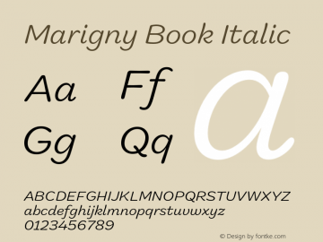 Marigny-BookItalic Version 001.000 2014图片样张