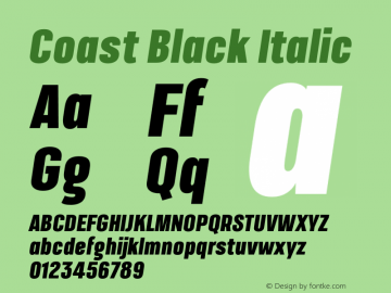 Coast Black Italic Version 1.1 Font Sample