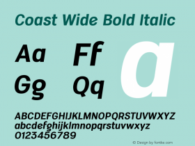 Coast Wide Bold Italic Version 1.1 Font Sample