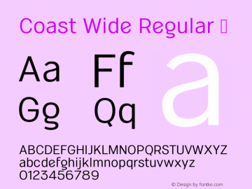 Coast Wide Regular Version 1.1 Font Sample