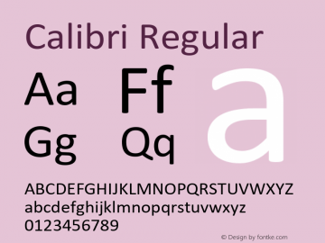 Calibri Version 6.21 Font Sample