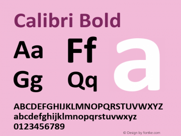 Calibri Bold Version 6.21 Font Sample