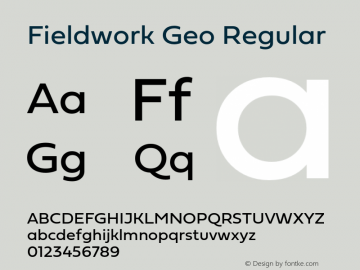 Fieldwork-GeoRegular Version 1.0 Font Sample