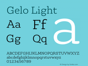 Gelo-Light Version 1.000 Font Sample