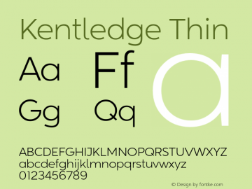 Kentledge-Thin Version 1.000 Font Sample