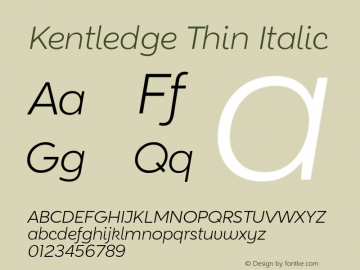 Kentledge-ThinItalic Version 1.000图片样张