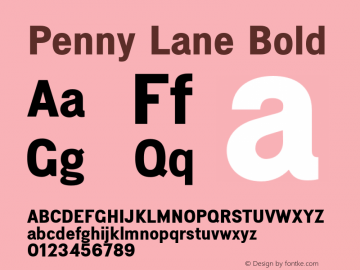 PennyLane-Bold Penny Lane (version 1.0)  by Keith Bates  -  © 2014   www.k-type.com图片样张