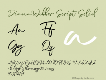 DianaWebberScript-Solid Version 1.000 Font Sample