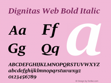 Dignitas Web Bold Italic Version 1.1 2003 Font Sample