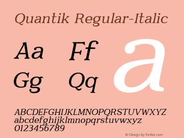 Quantik Regular-Italic Version 1.000 Font Sample