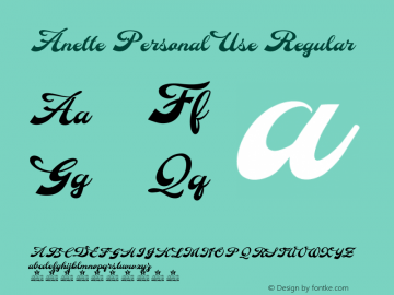 Anette Personal Use Version 1.000 Font Sample