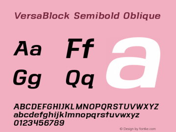 VersaBlock Semibold Oblique Version 1.000 Font Sample