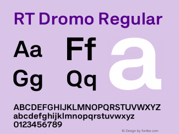 RTDromo-Medium Version 1.000;PS 001.000;hotconv 1.0.88;makeotf.lib2.5.64775 Font Sample