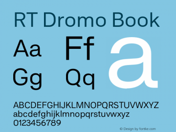 RTDromo-Book Version 1.000;PS 001.000;hotconv 1.0.88;makeotf.lib2.5.64775 Font Sample
