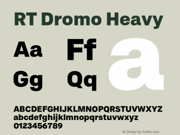 RTDromo-Heavy Version 1.000;PS 001.000;hotconv 1.0.88;makeotf.lib2.5.64775 Font Sample