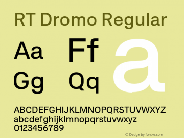 RTDromo-Regular Version 1.000;PS 001.000;hotconv 1.0.88;makeotf.lib2.5.64775 Font Sample