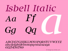 Isbell Italic Altsys Fontographer 3.5  11/25/92 Font Sample