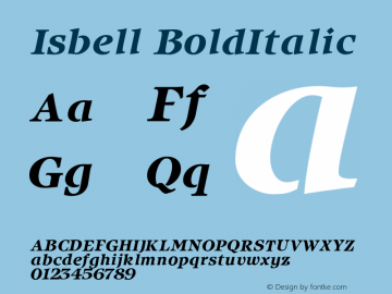 Isbell BoldItalic Version 1.00 Font Sample