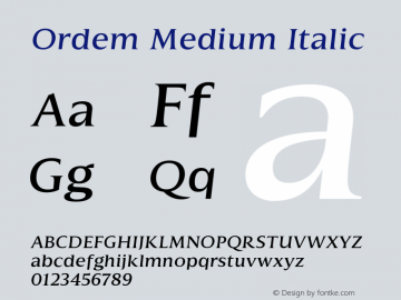Ordem-MediumItalic Version 1.001;PS 001.001;hotconv 1.0.88;makeotf.lib2.5.64775 Font Sample