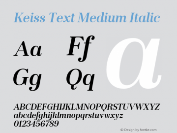 KeissText-MediumItalic Version 1.000;PS 001.000;hotconv 1.0.88;makeotf.lib2.5.64775 Font Sample