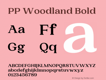 PP Woodland Bold Version 1.000;PS 001.000;hotconv 1.0.88;makeotf.lib2.5.64775图片样张