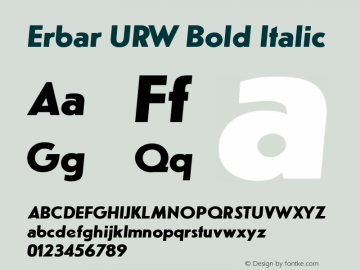 URW Erbar Bold Italic Version 1.000;PS 1.00;hotconv 1.0.57;makeotf.lib2.0.21895 Font Sample