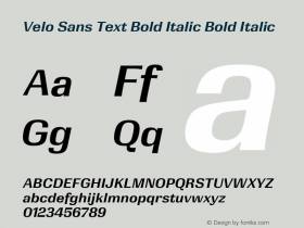 Velo Sans Text Bold Italic Version 1.000;PS 1.0;hotconv 1.0.88;makeotf.lib2.5.647800图片样张