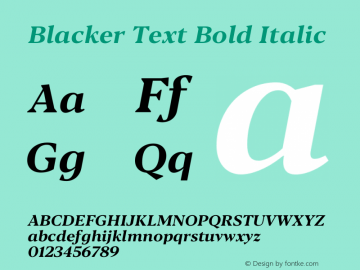 BlackerText-BoldItalic Version 1.0 | w-rip DC20180110 Font Sample