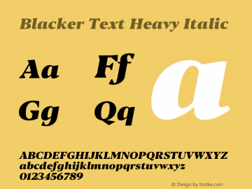 BlackerText-HeavyItalic Version 1.0 | w-rip DC20180110 Font Sample