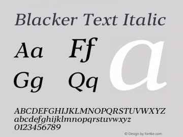 BlackerText-Italic Version 1.0 | w-rip DC20180110 Font Sample