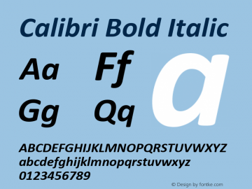 Calibri Bold Italic Version 2.00图片样张