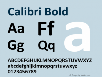 Calibri Bold Version 2.00 Font Sample