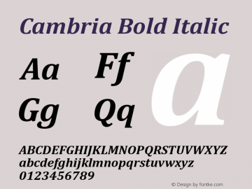 Cambria Bold Italic Version 2.00图片样张